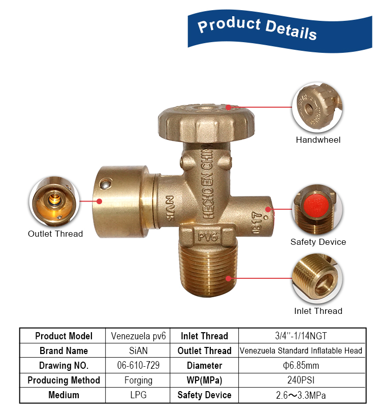 LPG Venezuela Standard Inflable Head Valve PV6 (7)