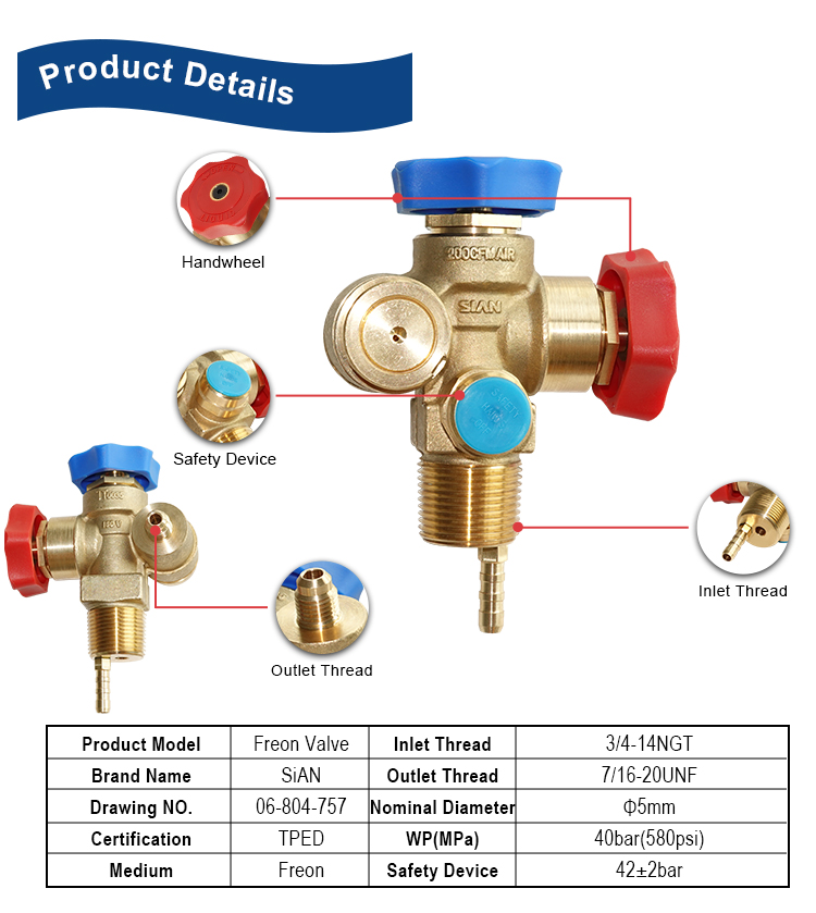 SiAN Double Freon Refrigerant Recovery Cylinder Valve (2)