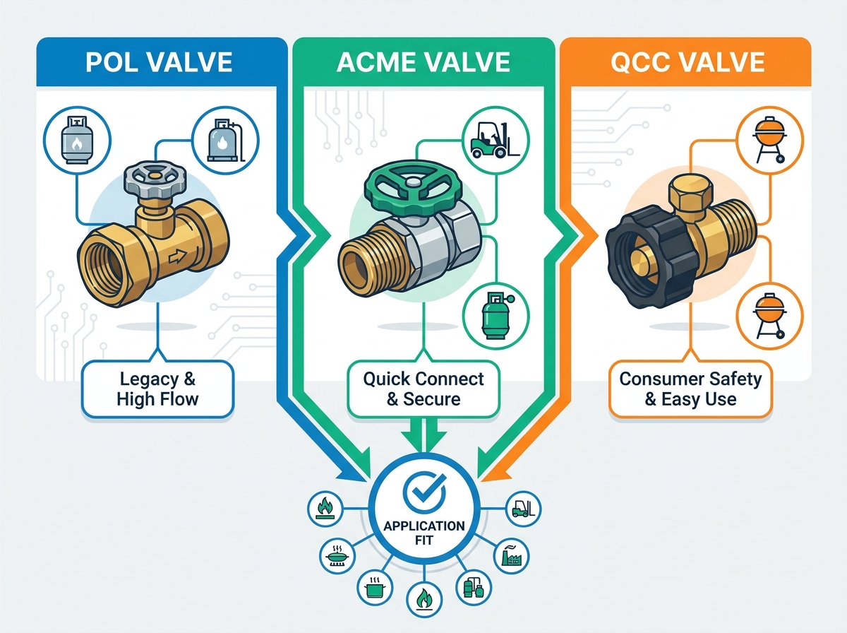 POL Valve and LPG Cylinder Connections