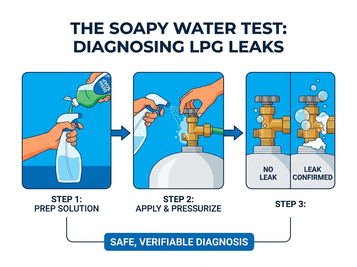 Diagnosing a Leaking POL Valve on an LPG Cylinder